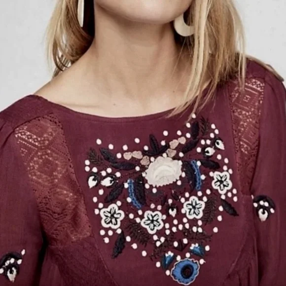 Free People Burgundy Embroidered Dress - Picture 5 of 15